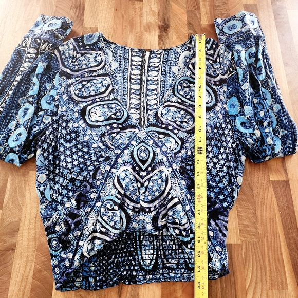 Free People Wild and Free Long Sleeve Blue  Top Size Large - Picture 6 of 8